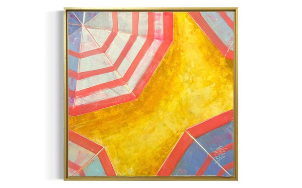 Sunshine on Top - Pink Stripes | 25" x 25" | Framed - Liza Pruitt