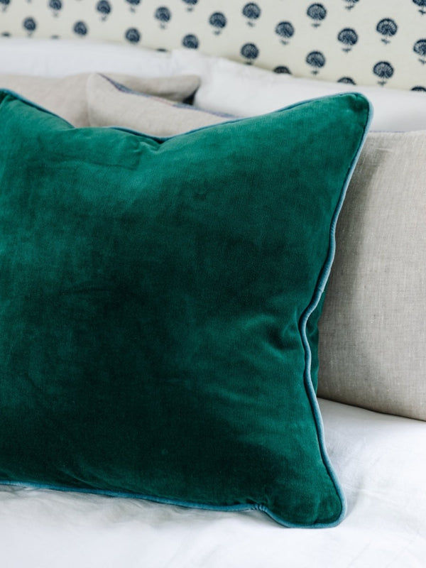 Charliss Velvet Pillow - Green + Aqua - Liza Pruitt