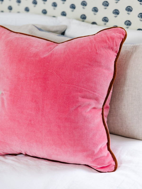 Charliss Velvet Pillow - Light Pink + Rust - Liza Pruitt
