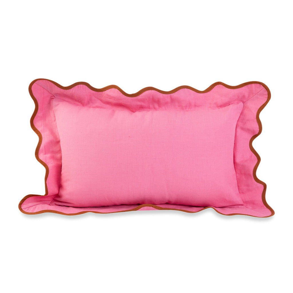 Darcy Linen Lumbar Pillow - Light Pink + Rust - Liza Pruitt