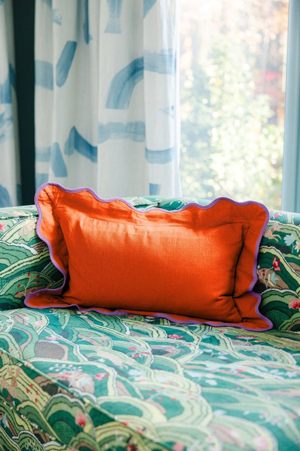 Darcy Linen Lumbar Pillow - Orange + Lilac - Liza Pruitt