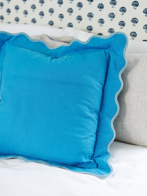 Darcy Linen Pillow - Peacock + Aqua - Liza Pruitt
