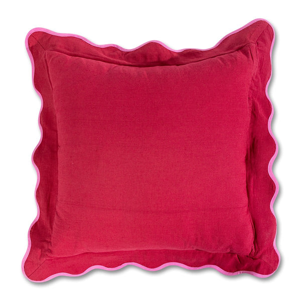Darcy Linen Pillow - Wine + Neon Pink - Liza Pruitt