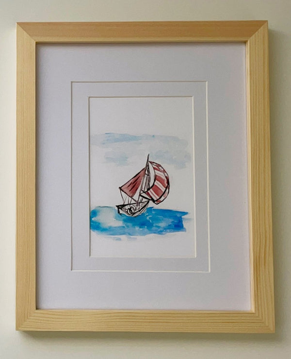 Sunday Sailing | 11" h x 9" w | Framed - Liza Pruitt
