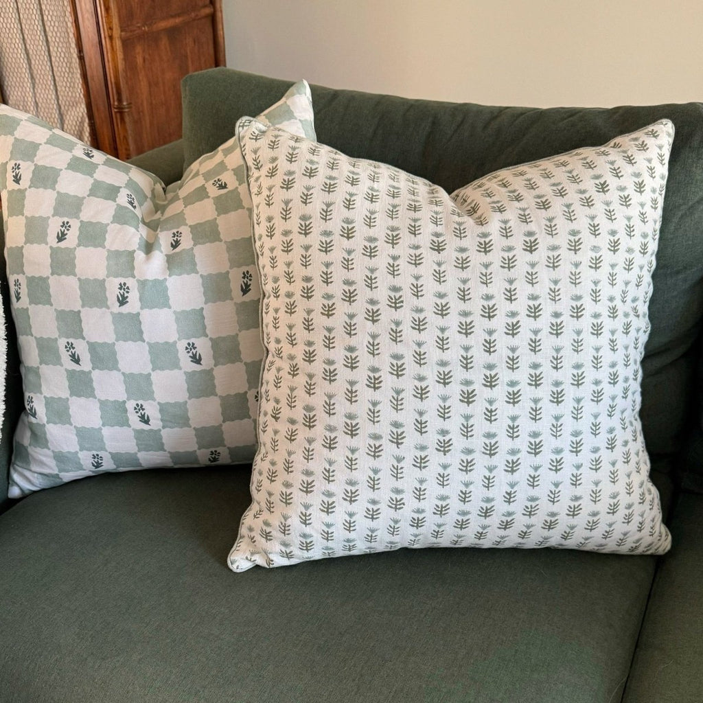 20x20" Pillow Cover - Check Fleur, Green - Liza Pruitt