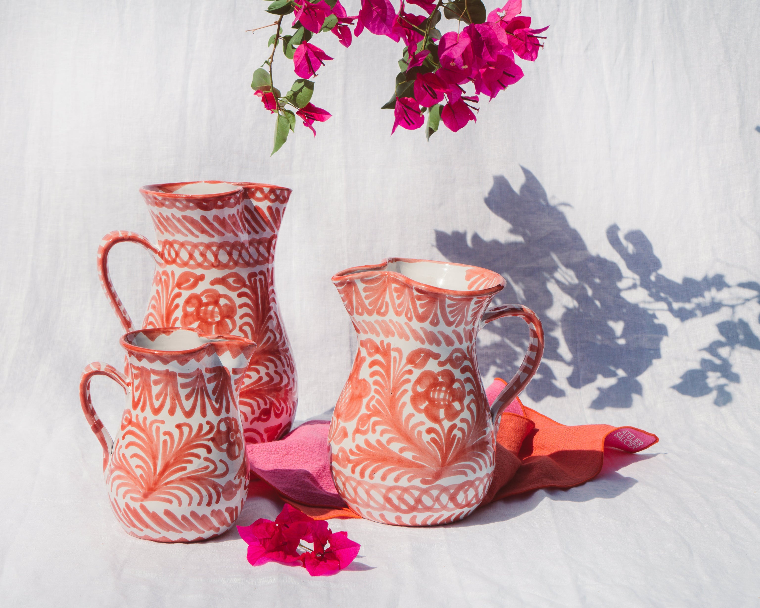 Medium Pitcher with Handpainted Designs - Lilac