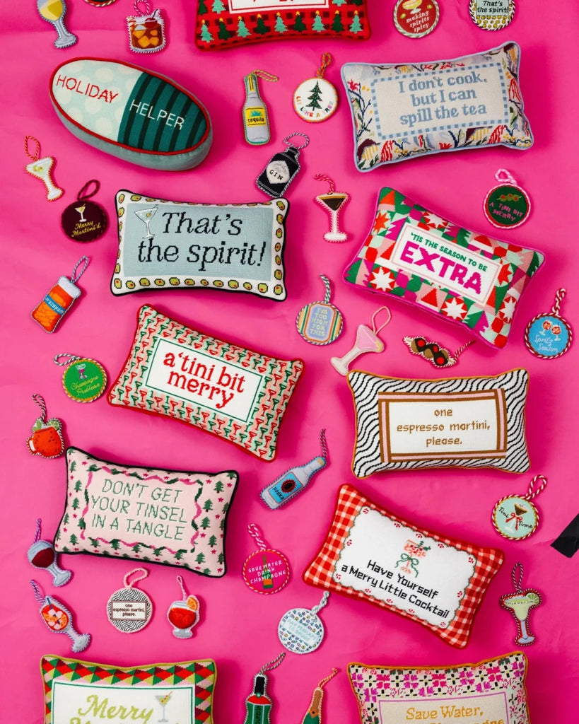 A Tini Bit Merry Needlepoint Pillow - Liza Pruitt