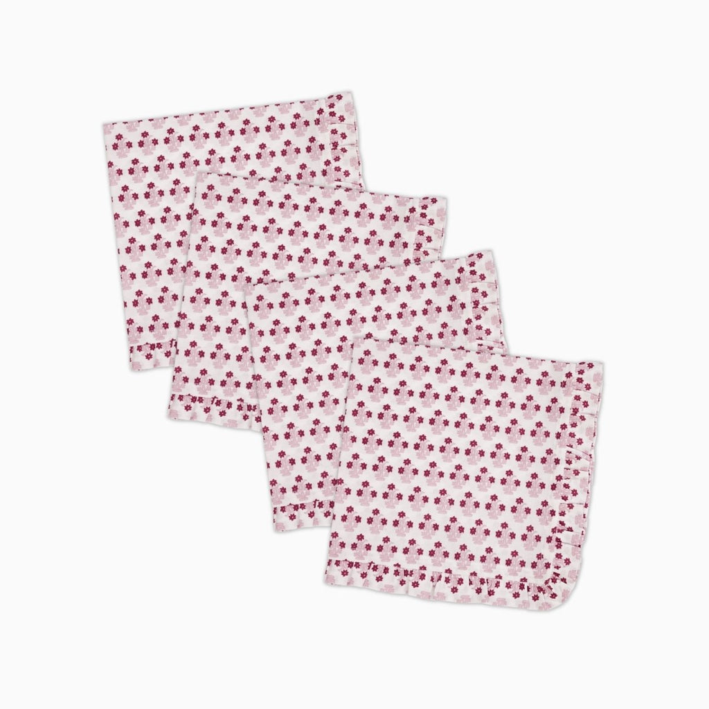 Abigail Pink Ruffled Dinner Napkin - Set of 4 - Liza Pruitt