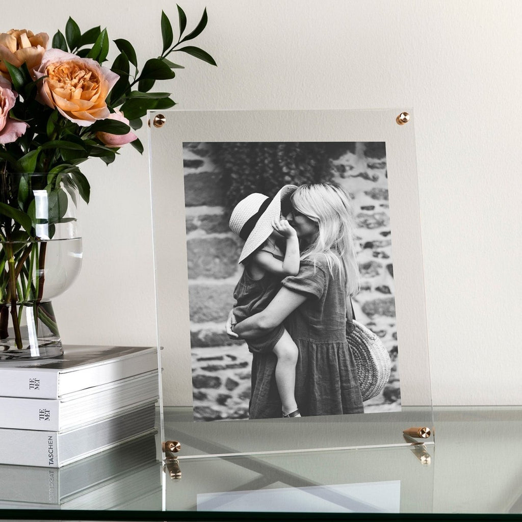 Acrylic Bevel Tabletop Float Frame for 9x12" Art or Certificates - Liza Pruitt