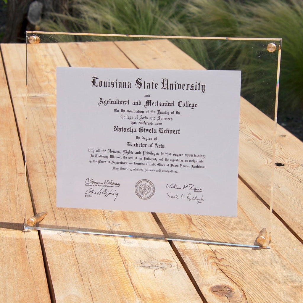 Acrylic Bevel Tabletop Float Frame for 9x12" Art or Certificates - Liza Pruitt