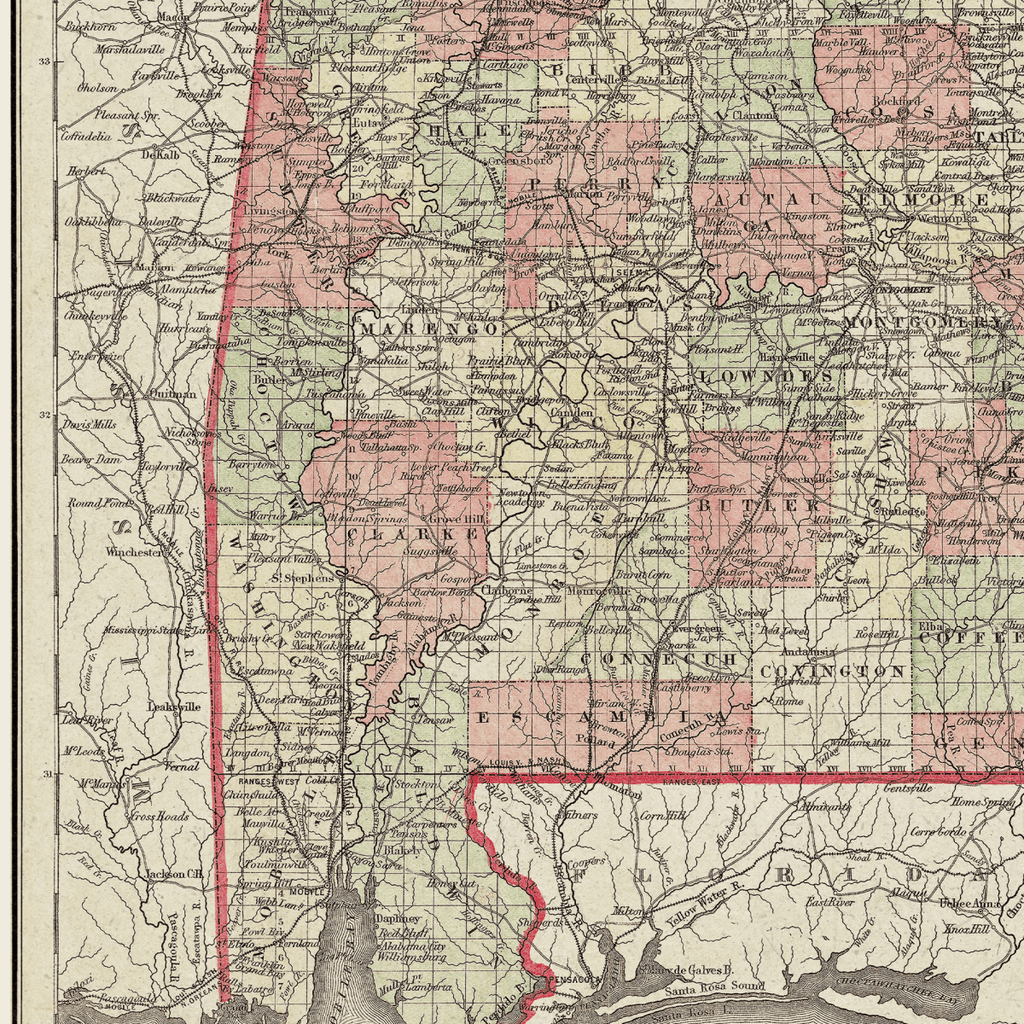 Alabama Vintage Map - Liza Pruitt