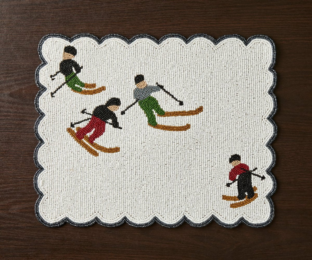 Ambesonne Winter Ski Resort Christmas Table Runner & Christmas placemats Set – Snowy Mountain Dining Table Decor – Winter Wonderland Table Setting - Liza Pruitt