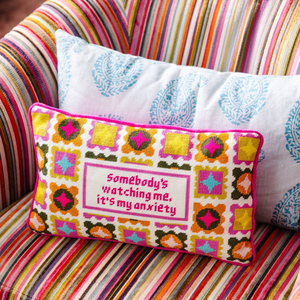 Anxiety Needlepoint Pillow - Liza Pruitt
