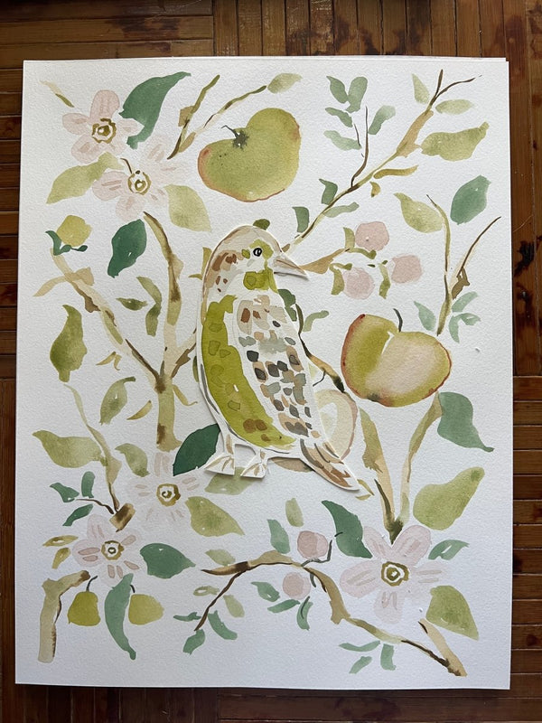 Apple Picking Kingbird, Original 11x14 - Liza Pruitt