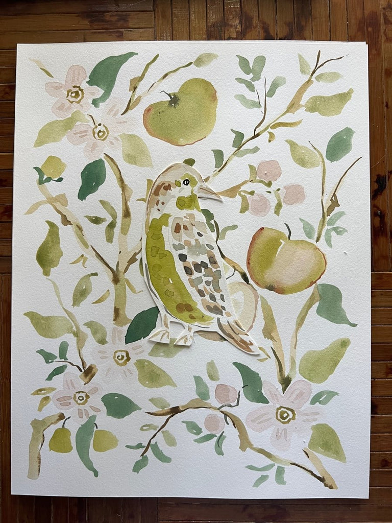 Apple Picking Kingbird, Original 11x14 - Liza Pruitt