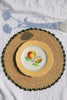 Aura Green edge placemat, Woven raffia tabletop - Liza Pruitt
