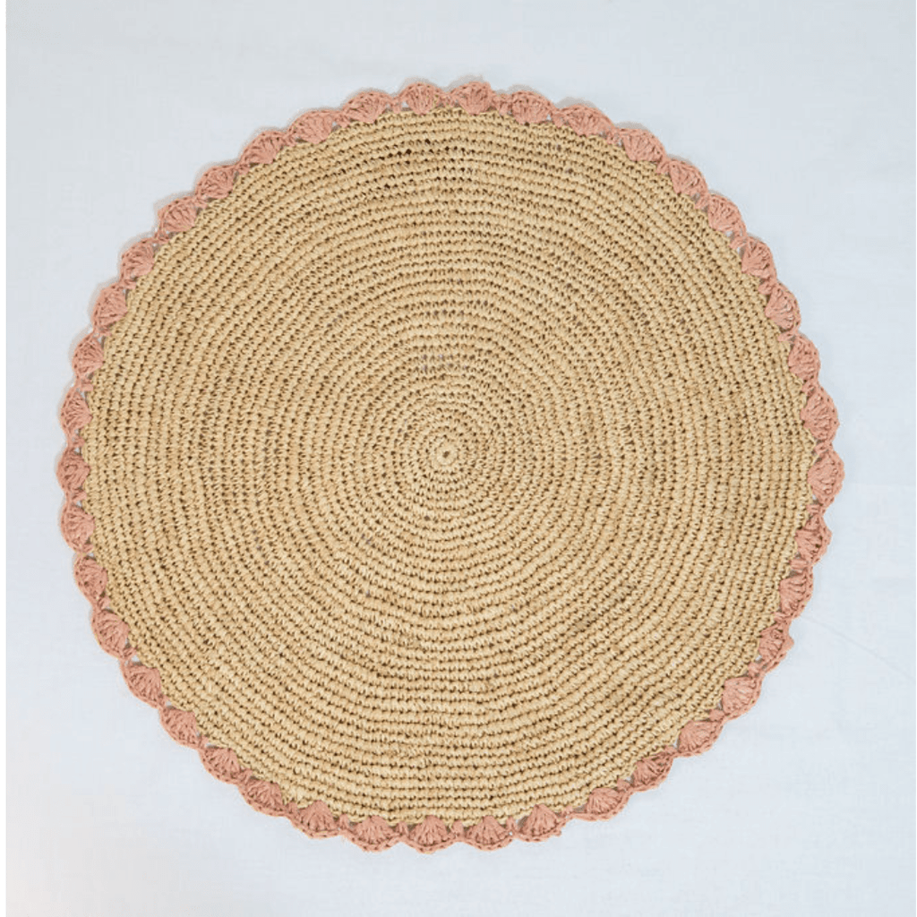 Aura Pink Edge Raffia Placemat - Liza Pruitt