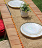 Aura Raffia table Runner, colorful edge tabletop - Liza Pruitt