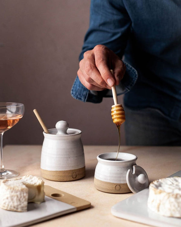 Beehive Honey Pot with Wooden Dipper - Liza Pruitt