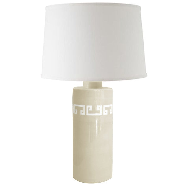 Beige Greek Key Column Lamp - Liza Pruitt
