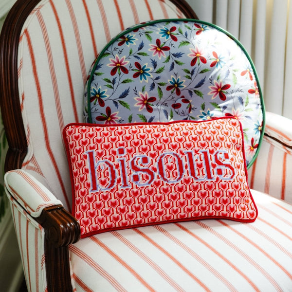 Bisous Needlepoint Pillow - Liza Pruitt