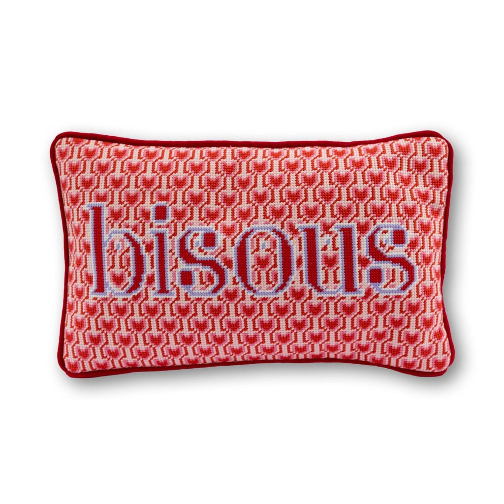 Bisous Needlepoint Pillow - Liza Pruitt