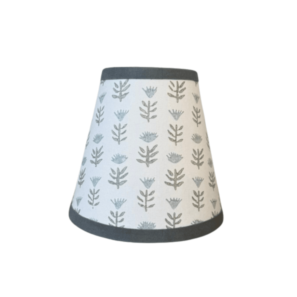 Block Print Floral - Candle Clip Lampshade - Claire, Serene - for Sconce or Chandelier - Liza Pruitt