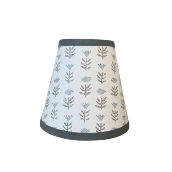 Block Print Floral - Candle Clip Lampshade - Claire, Serene - for Sconce or Chandelier - Liza Pruitt