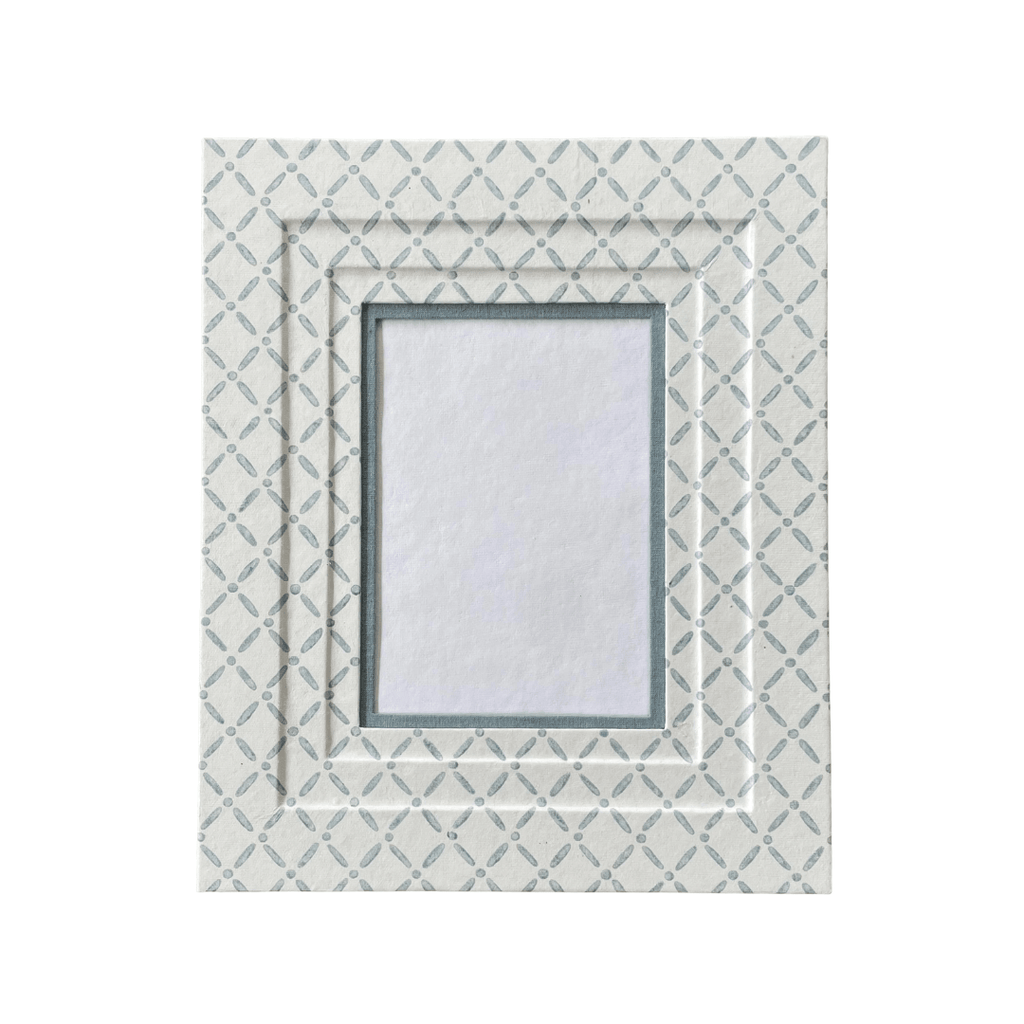 Block Printed Picture Frame - Croix Blue - 5x7 - Liza Pruitt