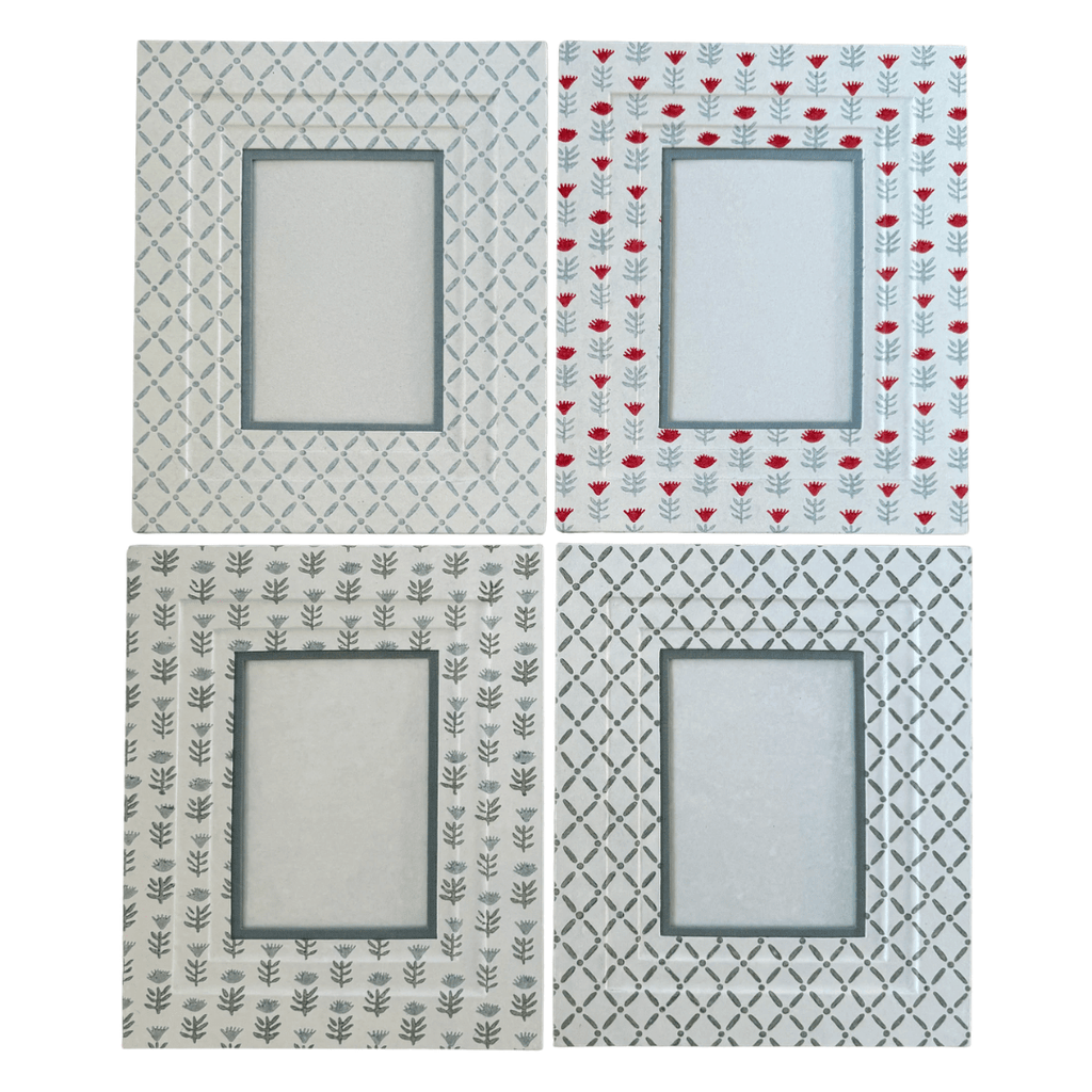 Block Printed Picture Frame - Croix Blue - 5x7 - Liza Pruitt