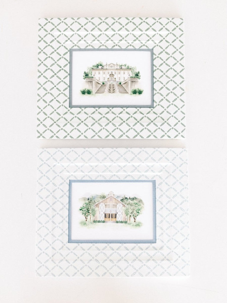 Block Printed Picture Frame in Croix Blue - Liza Pruitt