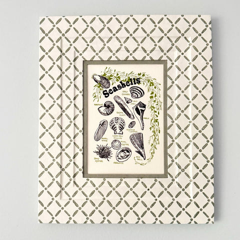 Block Printed Picture Frame in Croix Green - Liza Pruitt