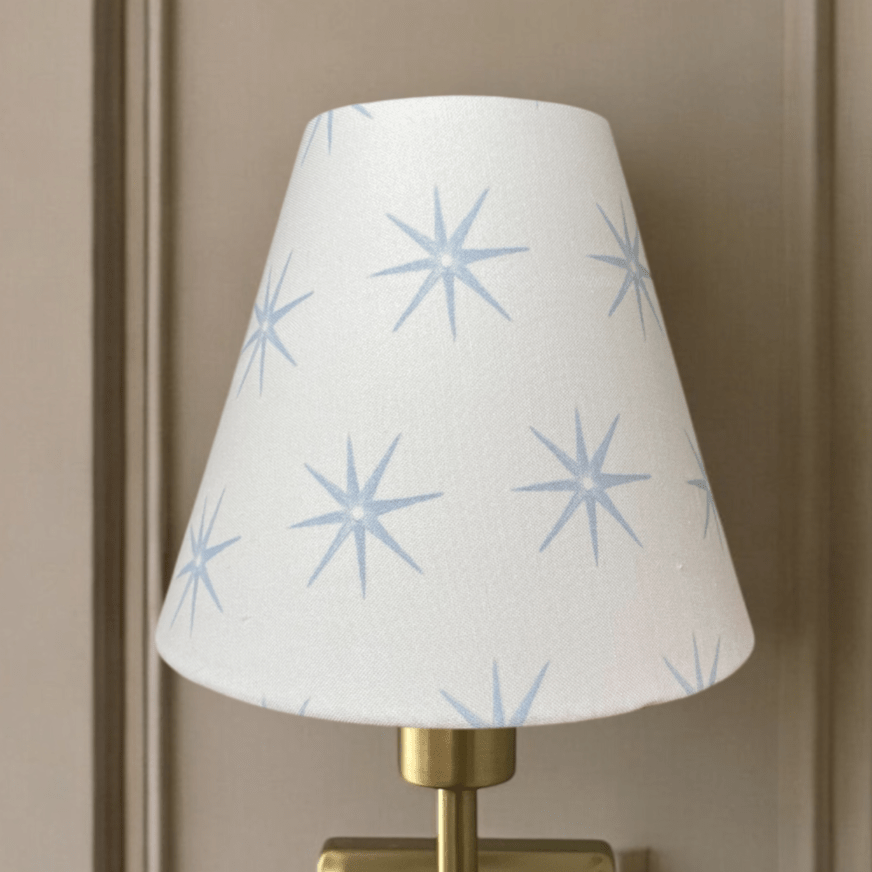 Blue and Beige Sconce Shade in Star - Liza Pruitt