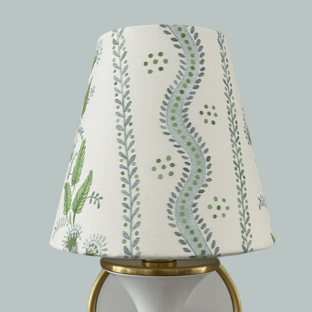Blue and Green Floral Sconce Shade in Emma Stripe - Liza Pruitt