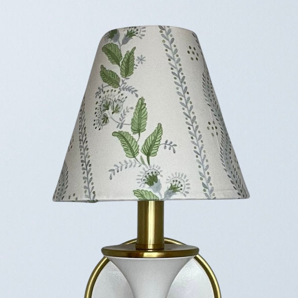 Blue and Green Floral Sconce Shade in Emma Stripe - Liza Pruitt