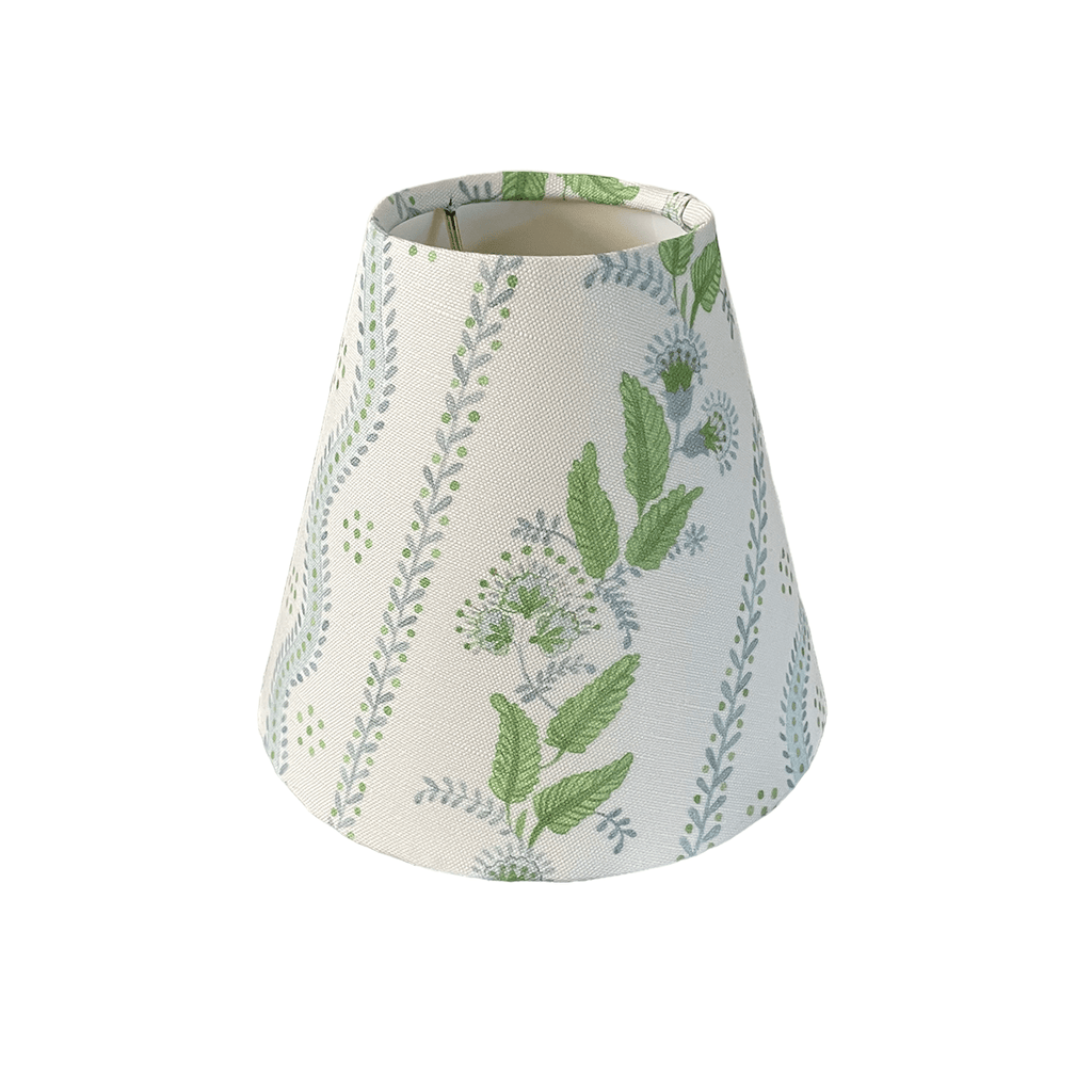 Blue and Green Floral Sconce Shade in Emma Stripe - Liza Pruitt