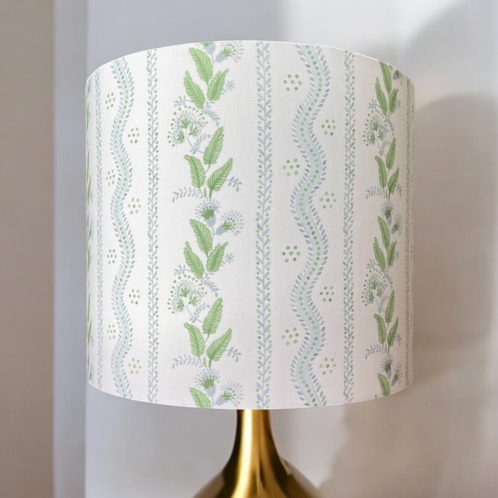 Blue and Green Lampshade in Emma Stripe - Liza Pruitt