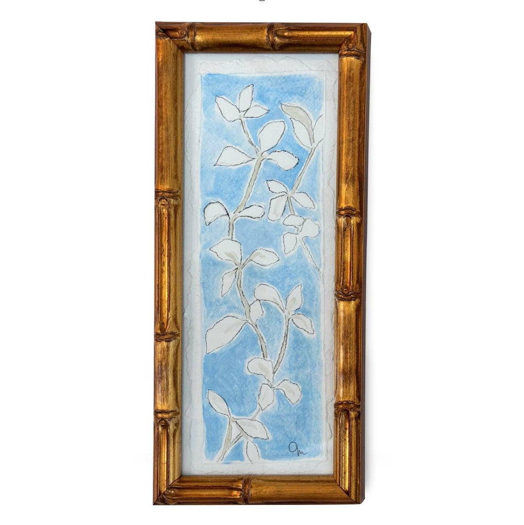Blue and White Spring Petals No. 2 | 11" h x 5" w | Framed - Liza Pruitt