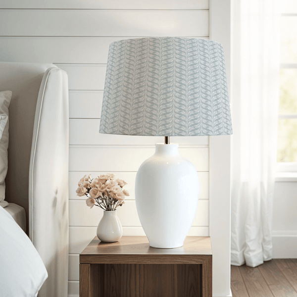 Blue Coastal Lampshade in Sabal Stripe - Liza Pruitt