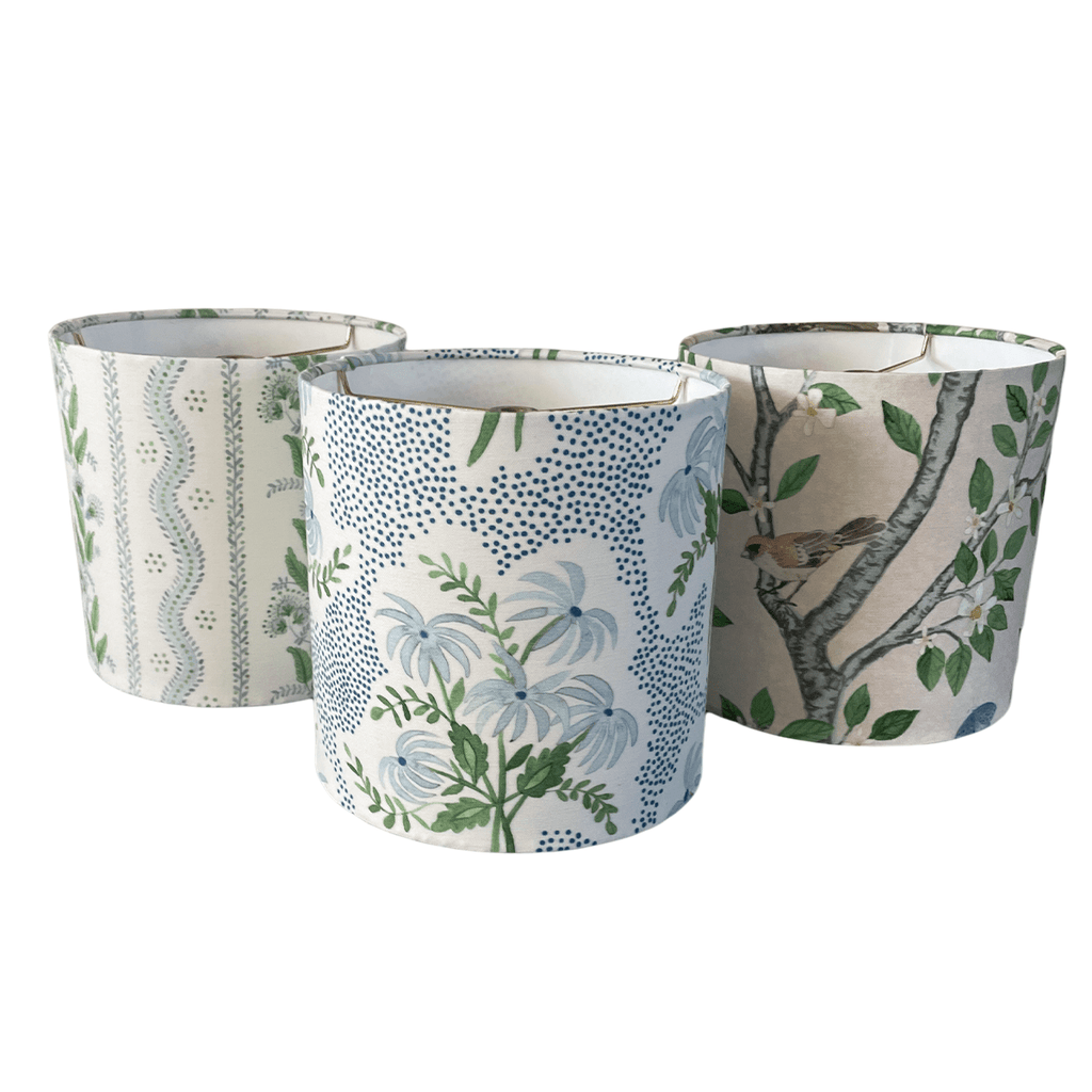 Blue Floral Lampshade in Pearl's Bouquet - Liza Pruitt