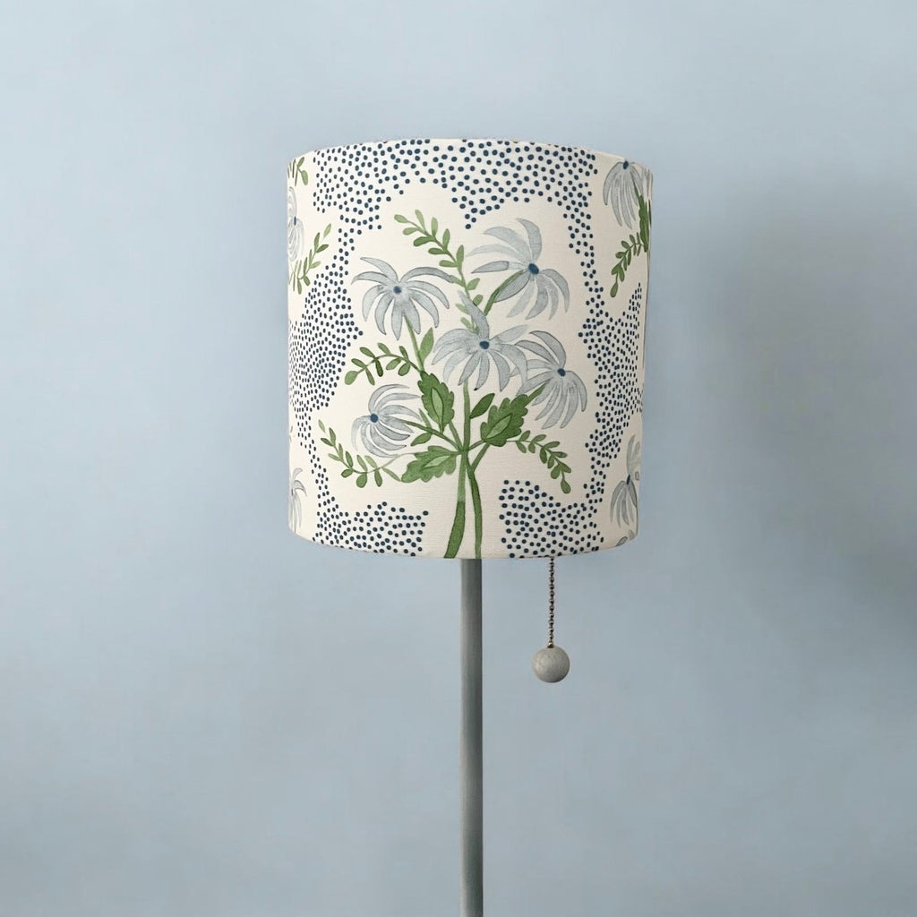 Blue Floral Lampshade in Pearl's Bouquet - Liza Pruitt