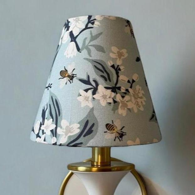 Blue Floral Sconce Shade in Honey Bee - Liza Pruitt