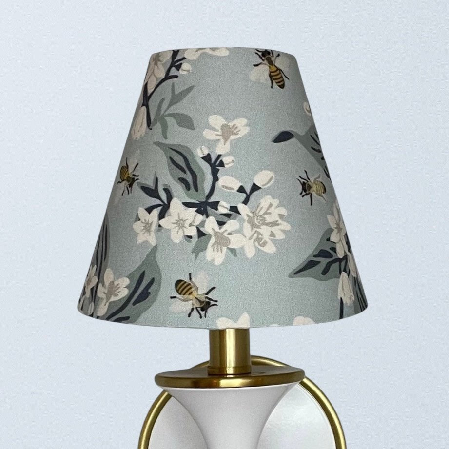 Blue Floral Sconce Shade in Honey Bee - Liza Pruitt