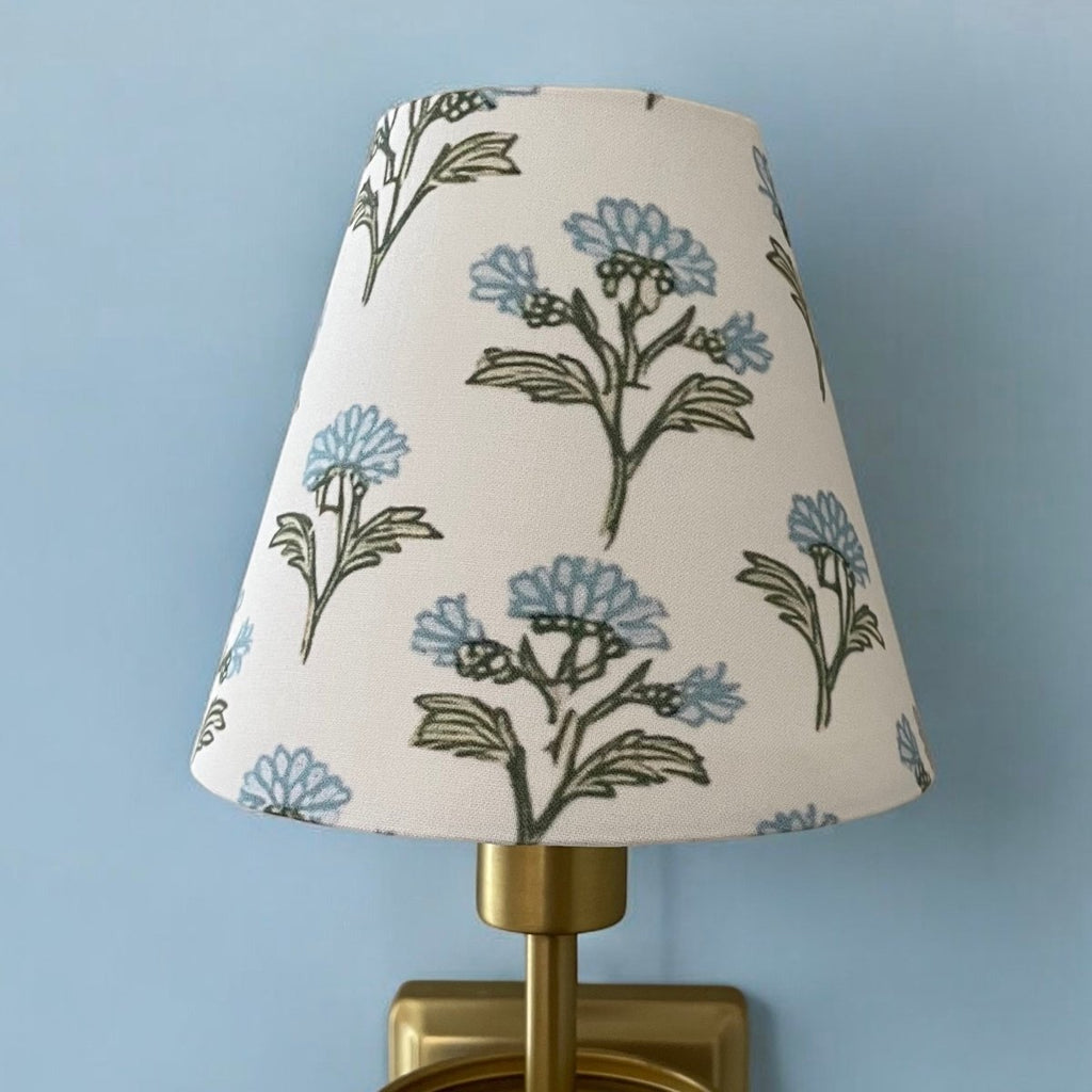 Blue Floral Sconce Shade in Sprig - Liza Pruitt