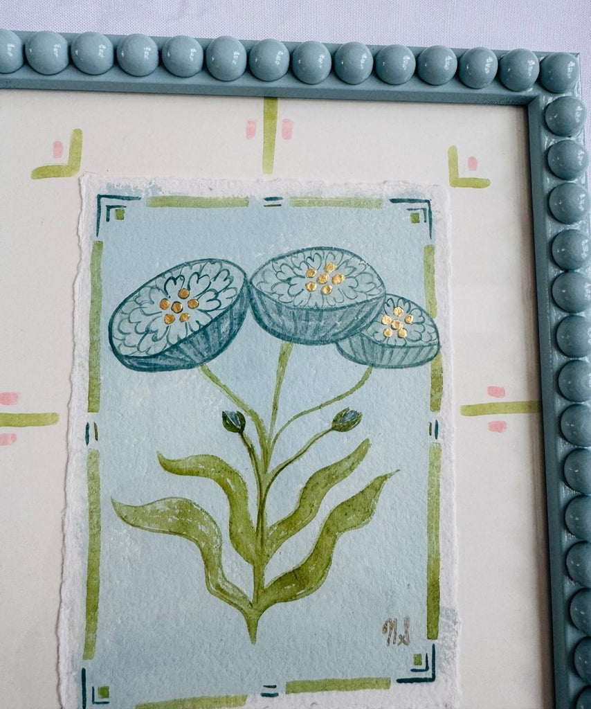 Blue Hearts | 11" h x 9" w | Framed - Liza Pruitt