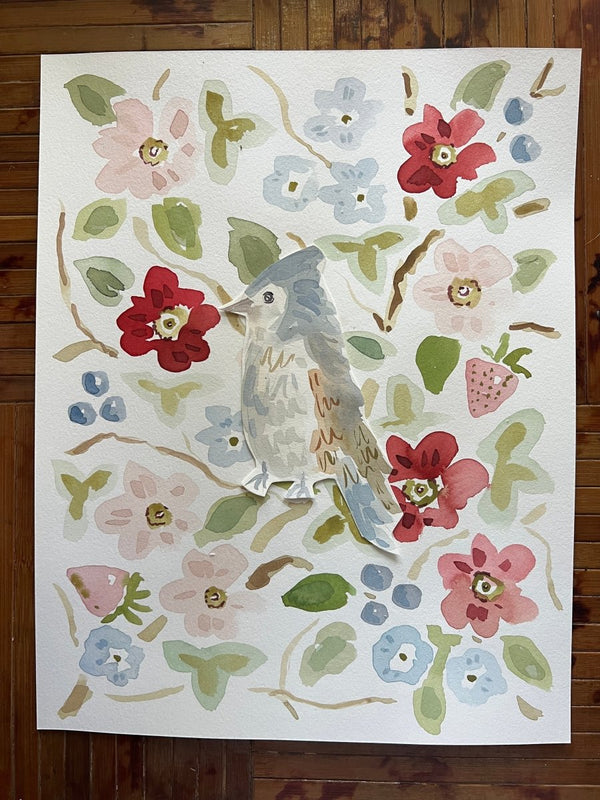 Blue Jay Berries, Original 11x14 - Liza Pruitt