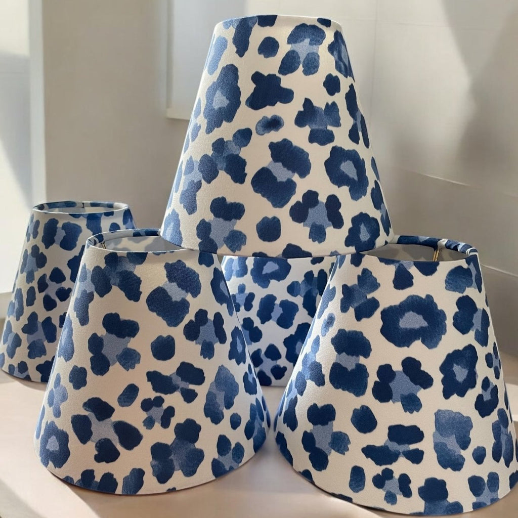 Blue Sconce Shade in Leopard Print - Liza Pruitt