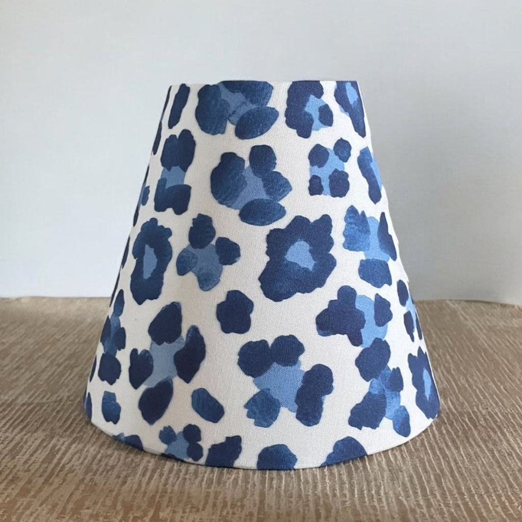Blue Sconce Shade in Leopard Print - Liza Pruitt