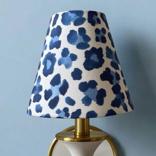 Blue Sconce Shade in Leopard Print - Liza Pruitt