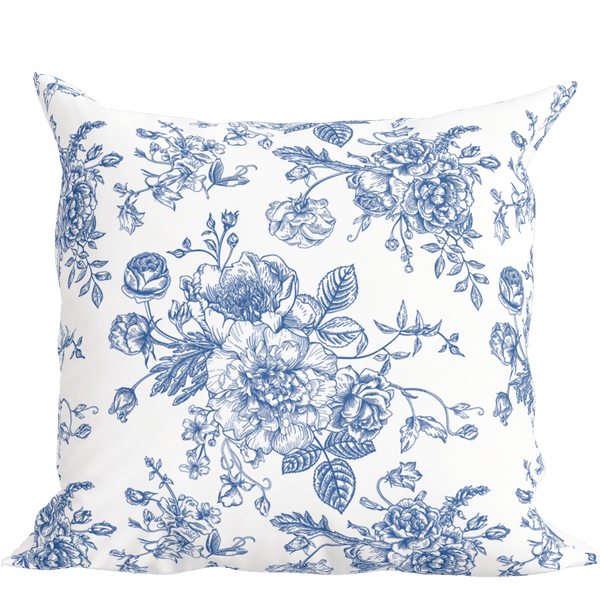 Blue Toile Floral Pillow in Rosecrest - Liza Pruitt